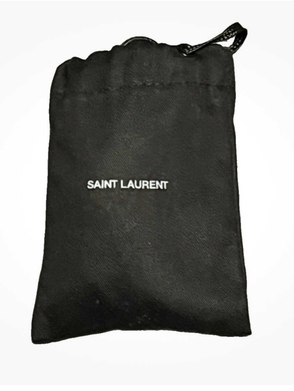 Saint Laurent Black shoelace in Drawstring Pouch with White Logo 3/8” x 53”